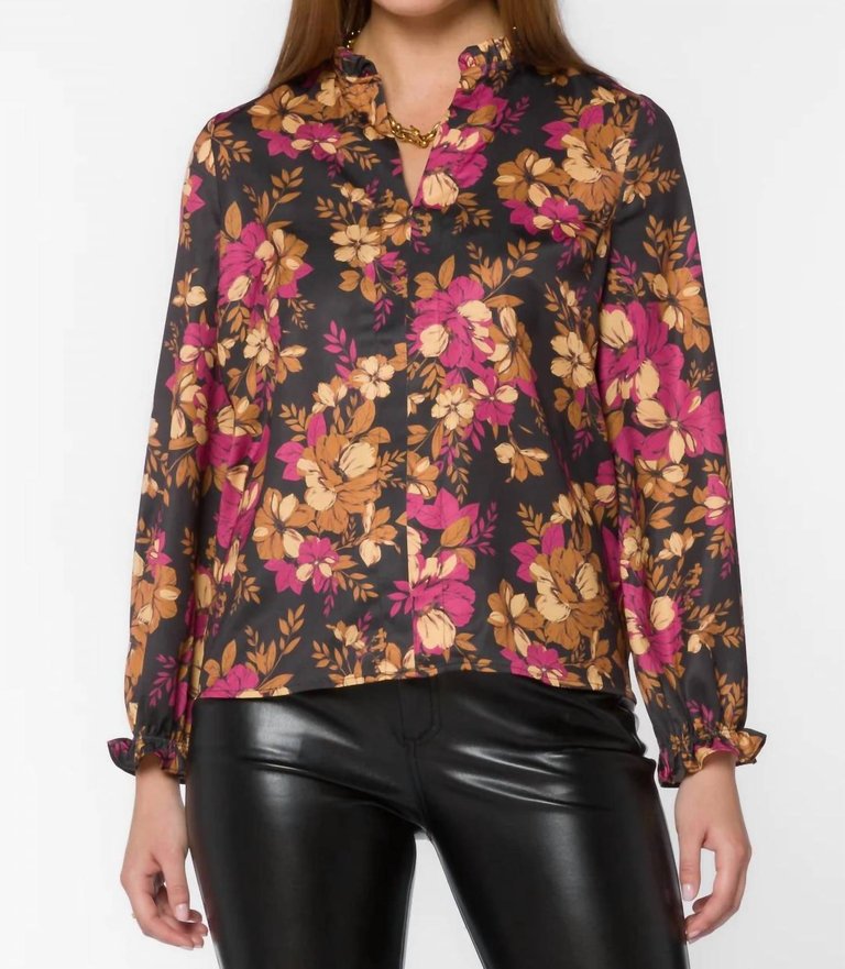 Maggie Blouse In Gold Floral - Gold Floral