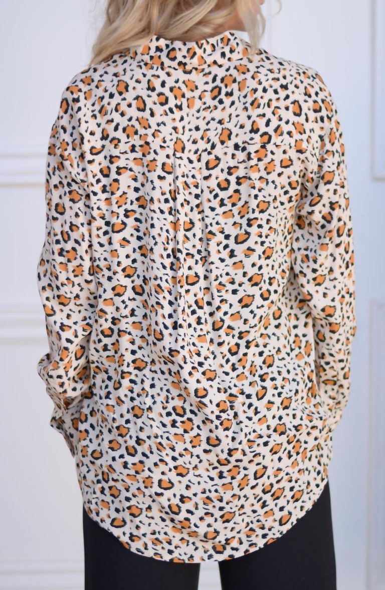 Olivine Leopard Blouse In Beige Leopard