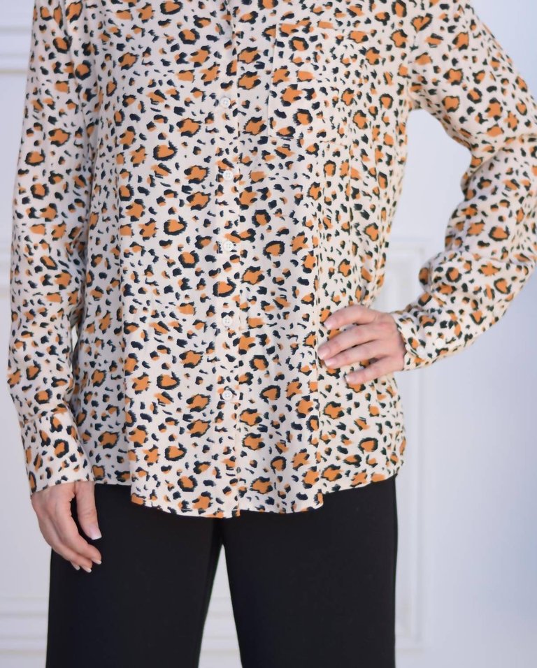 Olivine Leopard Blouse In Beige Leopard - Beige Leopard