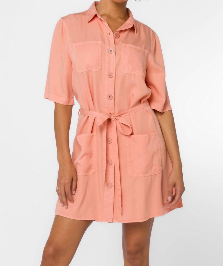 Olympia Dress In Coral - Coral