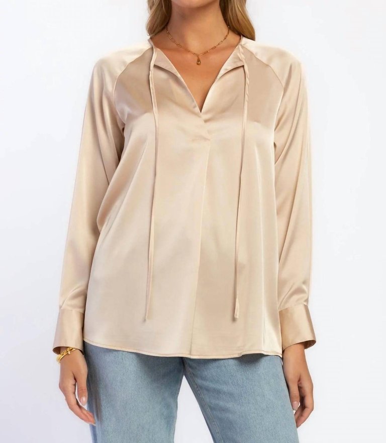 River Satin Blouse In Gold - Gold