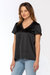 Short Sleeve Satin Tee In Black