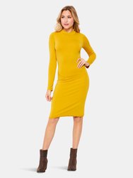 Long Sleeve Mock Midi Dress | Mustard
