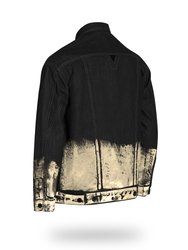 Longer Classic Black Denim Jacket with Champagne Gold Foil