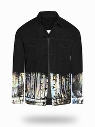 Longer Classic Black Denim Jacket with Holographic Foil