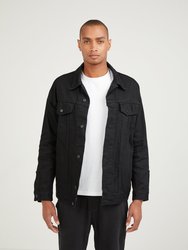 Longer Classic Black Denim Jacket with Mercury Foil