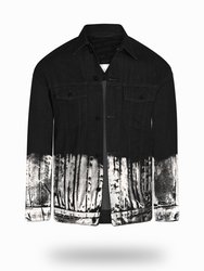 Longer Classic Black Denim Jacket with Mercury Foil