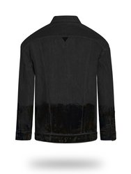 Longer Classic Black Denim Jacket with Midnight Oil Foil