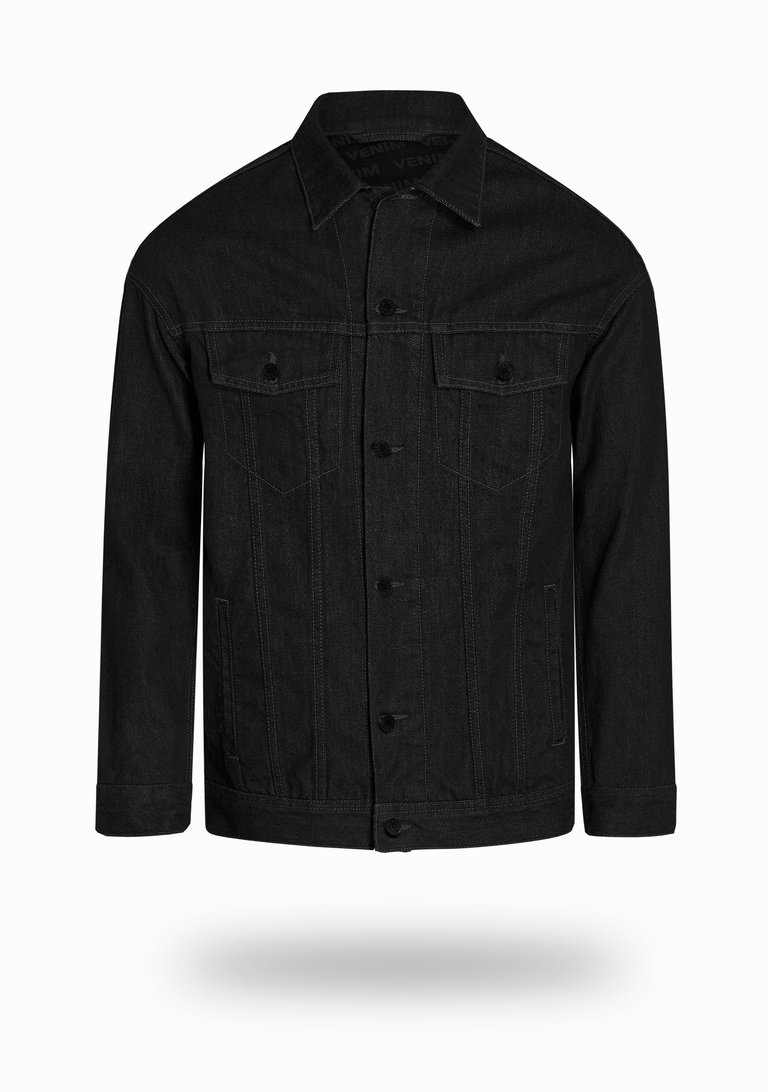 Longer Classic Black Denim Jacket - Classic Black Denim