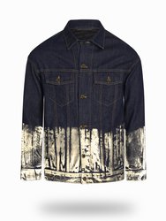 Longer Indigo Denim Jacket with Champagne Gold Foil - Indigo Denim