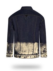 Longer Indigo Denim Jacket with Champagne Gold Foil