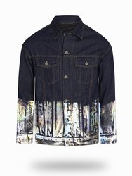 Longer Indigo Denim Jacket with Holographic Foil - Indigo Denim