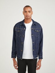 Longer Indigo Denim Jacket with Mercury Foil