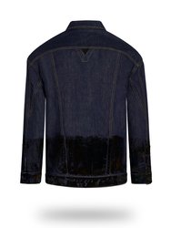 Longer Indigo Denim Jacket with Midnight Oil Foil