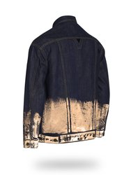 Longer Indigo Denim Jacket with Rose Gold Foil