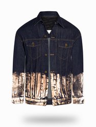 Longer Indigo Denim Jacket with Rose Gold Foil