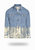 Longer Light Wash Denim Jacket with Champagne Gold Foil - Light Wash Denim