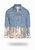 Longer Light Wash Denim Jacket with Rose Gold Foil - Light Wash Denim