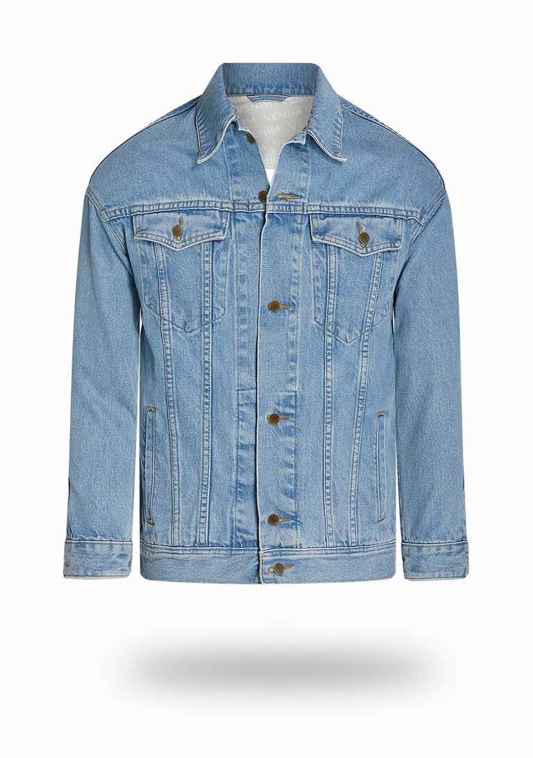 Longer Light Wash Denim Jacket - Light Wash Denim