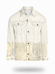 Longer Off-White Denim Jacket with Champagne Gold Foil - Off-White Denim