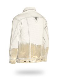 Longer Off-White Denim Jacket with Champagne Gold Foil