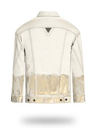 Longer Off-White Denim Jacket with Champagne Gold Foil