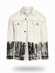 Longer Off-White Denim Jacket with Midnight Oil Foil
