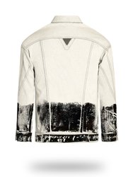 Longer Off-White Denim Jacket with Midnight Oil Foil