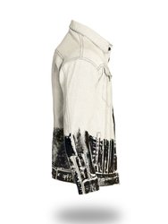 Longer Off-White Denim Jacket with Midnight Oil Foil