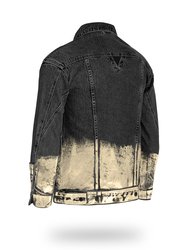 Longer Washed Black Denim Jacket with Champagne Gold Foil