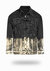Longer Washed Black Denim Jacket with Champagne Gold Foil - Washed Black Denim