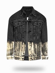 Longer Washed Black Denim Jacket with Champagne Gold Foil