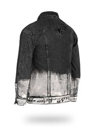 Longer Washed Black Denim Jacket with Mercury Foil