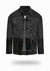 Longer Washed Black Denim Jacket With Midnight Oil Foil