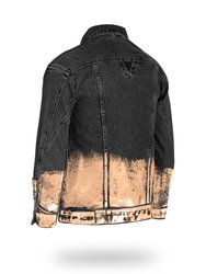 Longer Washed Black Denim Jacket with Rose Gold Foil