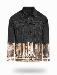 Longer Washed Black Denim Jacket with Rose Gold Foil - Washed Black Denim