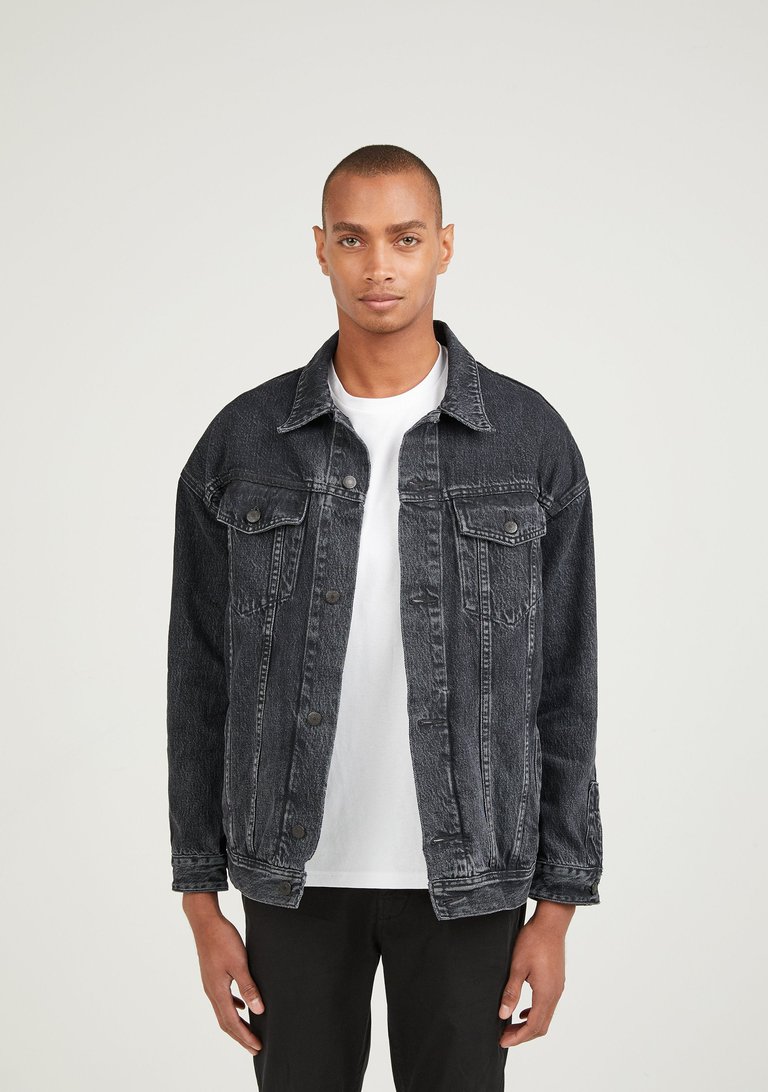 Longer Washed Black Denim Jacket