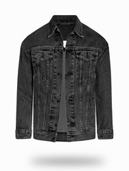 Longer Washed Black Denim Jacket