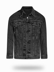 Longer Washed Black Denim Jacket - Washed Black Denim