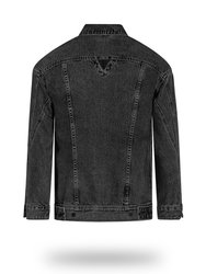 Longer Washed Black Denim Jacket