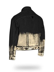 Shorter Classic Black Denim Jacket with Champagne Gold Foil