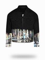 Shorter Classic Black Denim Jacket with Holographic Foil