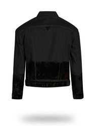 Shorter Classic Black Denim Jacket with Midnight Oil Foil