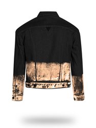 Shorter Classic Black Denim Jacket with Rose Gold Foil