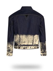 Shorter Indigo Denim Jacket with Champagne Gold Foil