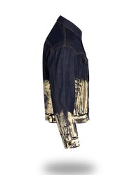 Shorter Indigo Denim Jacket with Champagne Gold Foil