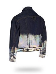 Shorter Indigo Denim Jacket with Holographic Foil