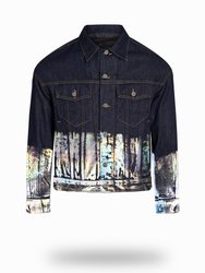 Shorter Indigo Denim Jacket with Holographic Foil - Indigo Denim