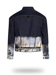 Shorter Indigo Denim Jacket with Holographic Foil