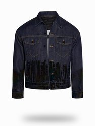 Shorter Indigo Denim Jacket with Midnight Oil Foil